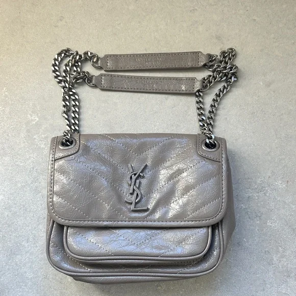 Yves Saint Laurent YSL look a like Gray Quilted Shoulder Bag - Picture 1 of 5